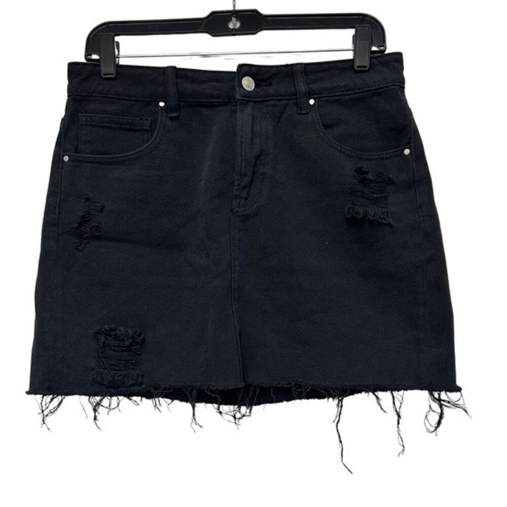 PacSun Black Denim Distressed Skirt Size 27